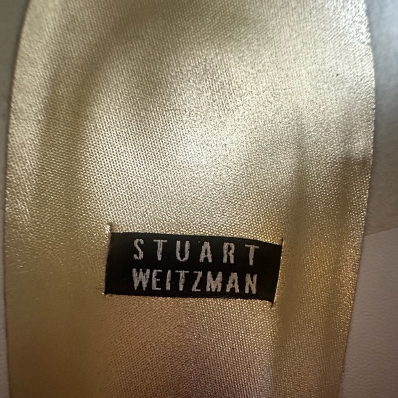 STUART WEITZMAN Women’s Gold Squared Toe Kitten Heel Pump Size 9.5 - Picture 7 of 13